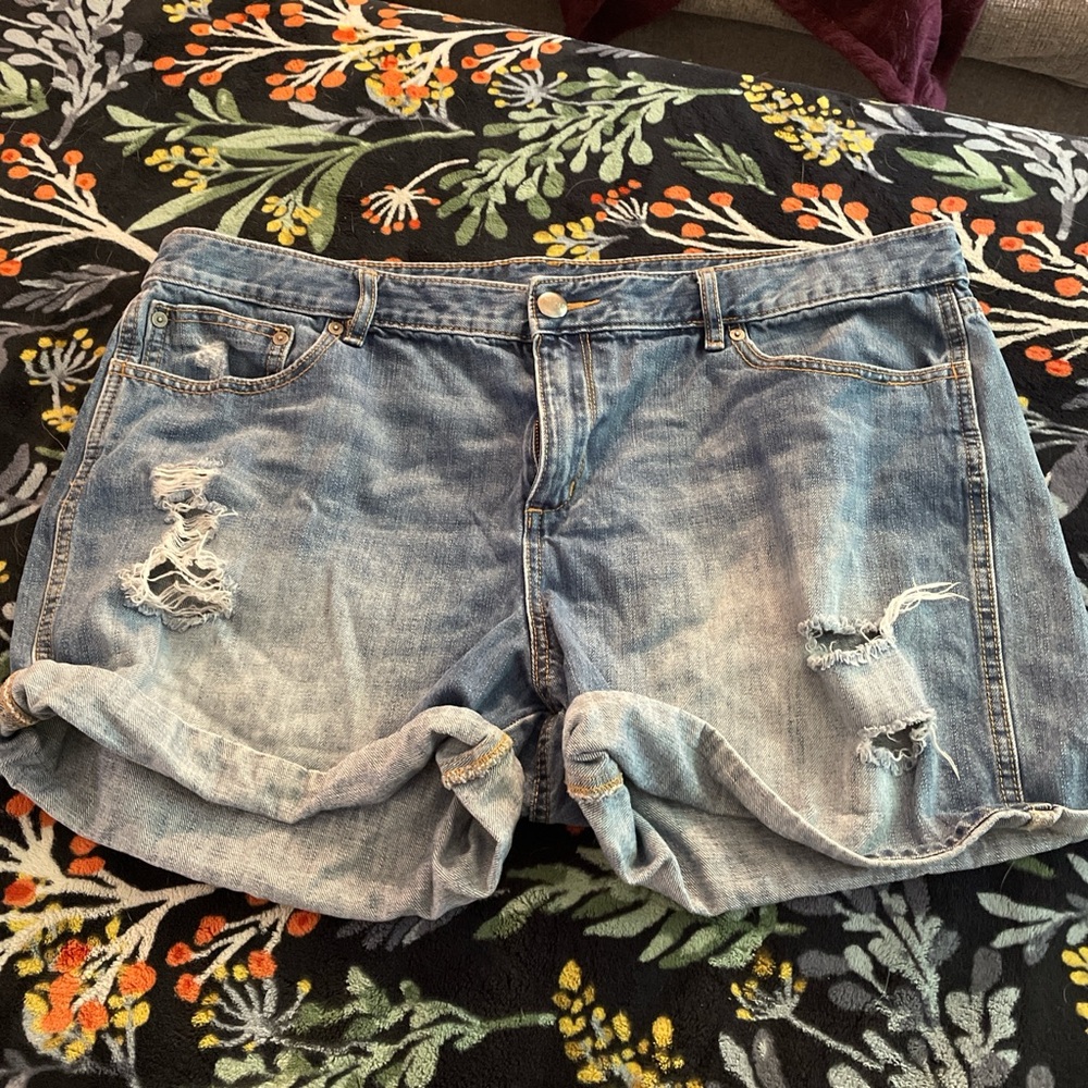 GAP Blue Distressed Jean Shorts